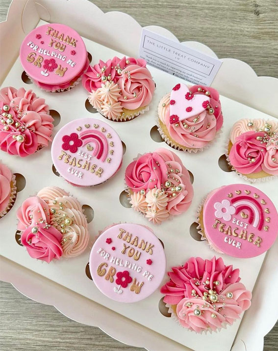40 Irresistible Cupcake Ideas : Thank You Teacher Cupcakes