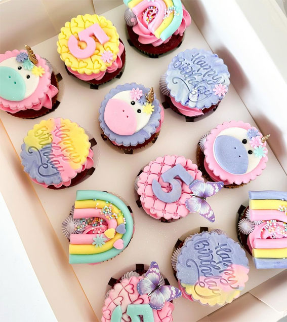40 Irresistible Cupcake Ideas : Unicorn Cupcakes for 5th Birthday