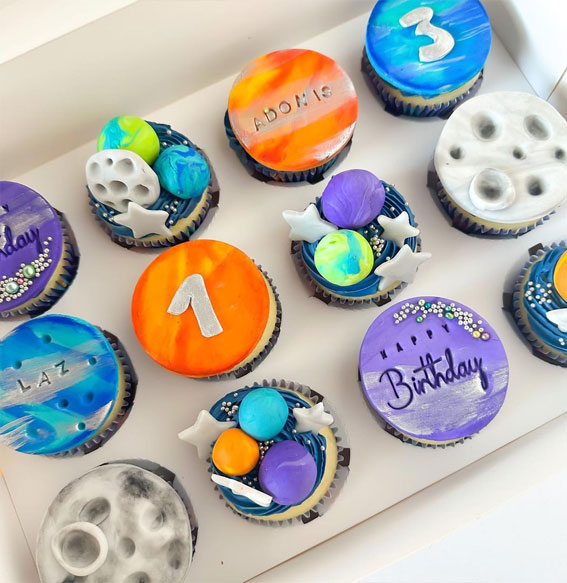 40 Irresistible Cupcake Ideas : Space Cupcakes for 1st Birthday