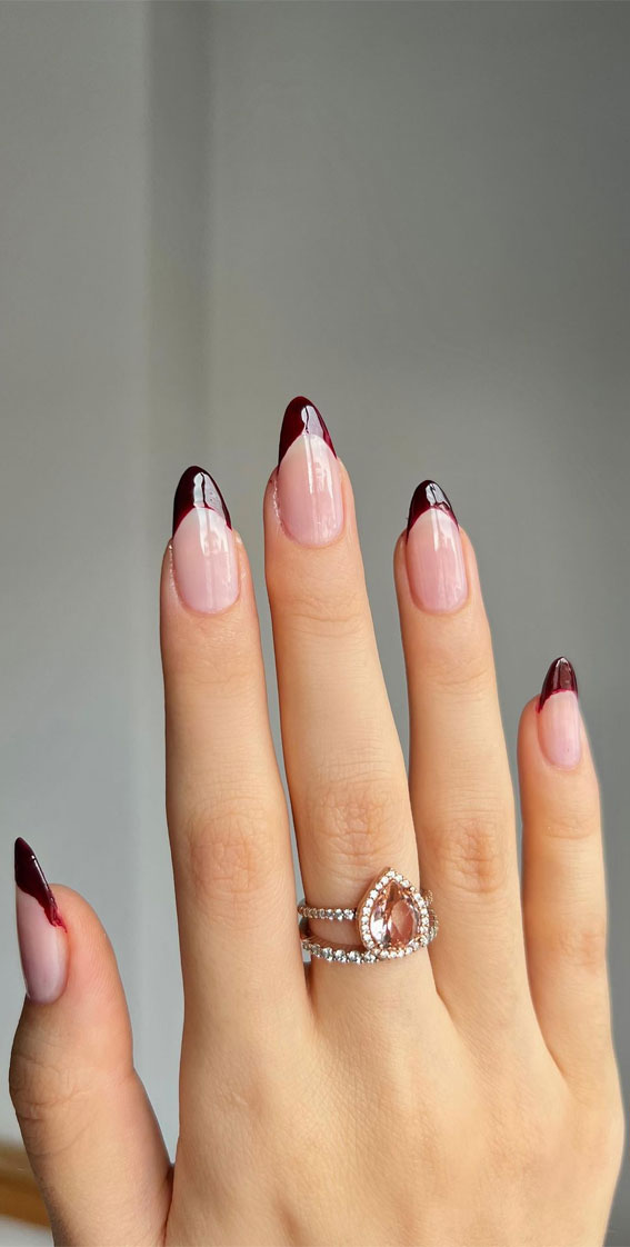 27 Glamorous, Soft, and Subtle Autumn Nail Designs : Brown French Tip Nails