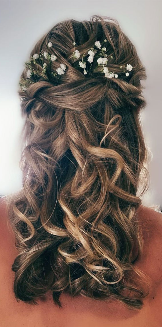 Half-Up, Half-Down Wedding Hairstyles that’re Chic and Versatile : Messy Loose Braided Half Up