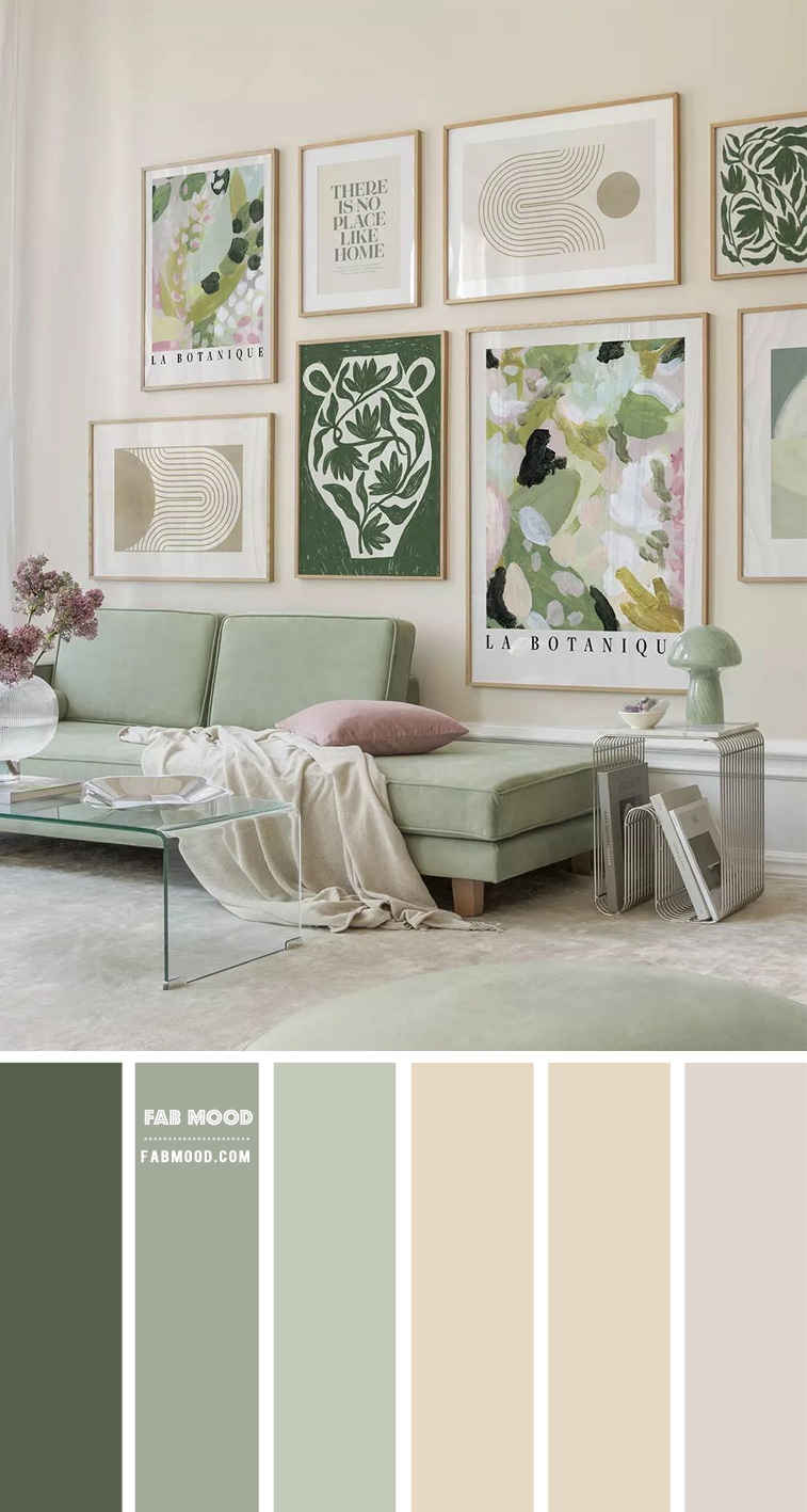 Serene Harmony: Designing a Living Room with a Beige and Green Colour Theme