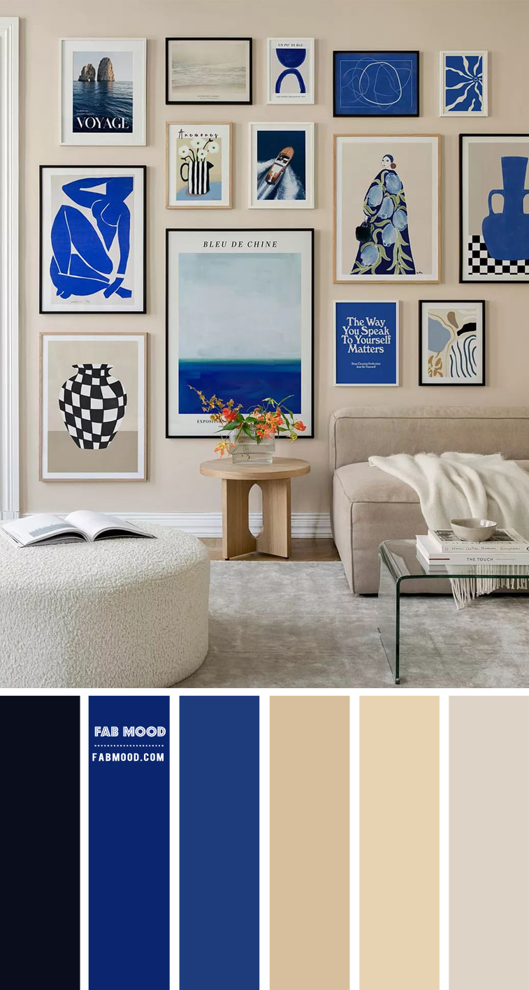 Living Room in Cobalt Blue and Taupe, Living Room Color Ideas