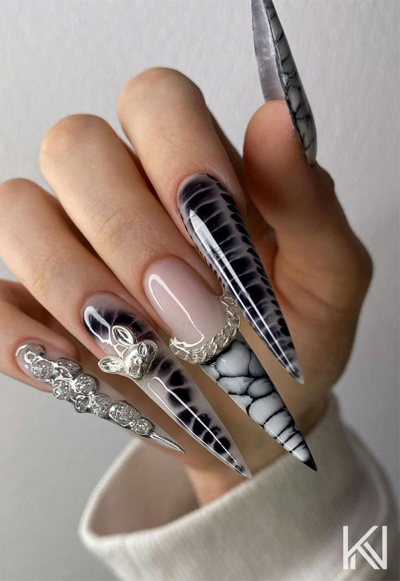 30 GREAT STILETTO NAIL ART DESIGN IDEAS 1 #naildesigns #nailart | Stiletto  nails designs, Black stiletto nails, Goth nails