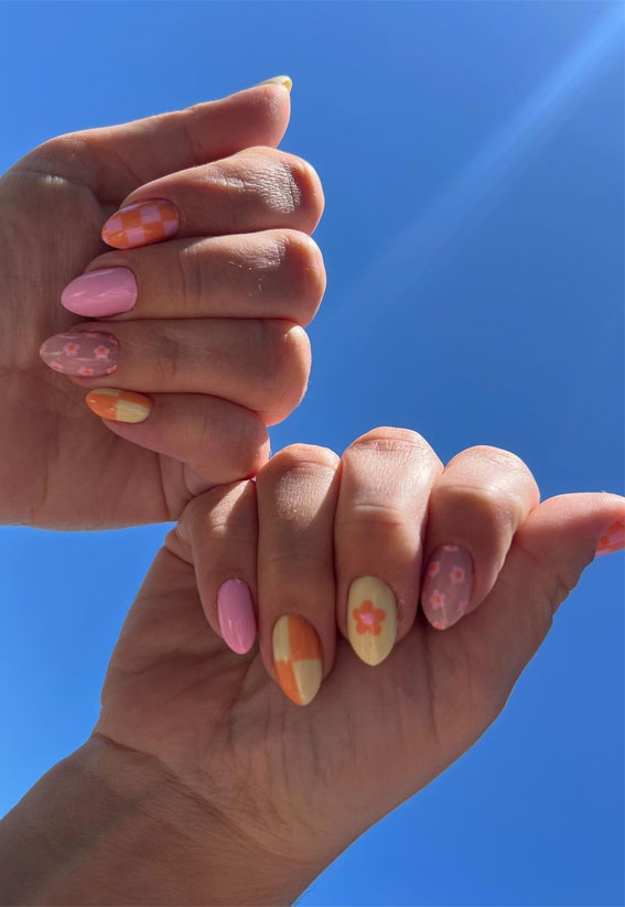 50 Pick and Mix Nail Designs for an Unboring Look : Cute Colour Combo Nails