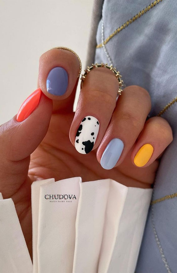 50 Pick and Mix Nail Designs for an Unboring Look : Mix n Match Cow Print Nails