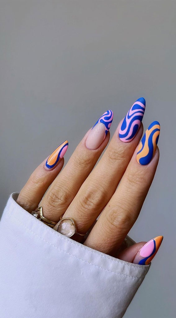 50 Pick and Mix Nail Designs for an Unboring Look : Vibrant Blue Nails