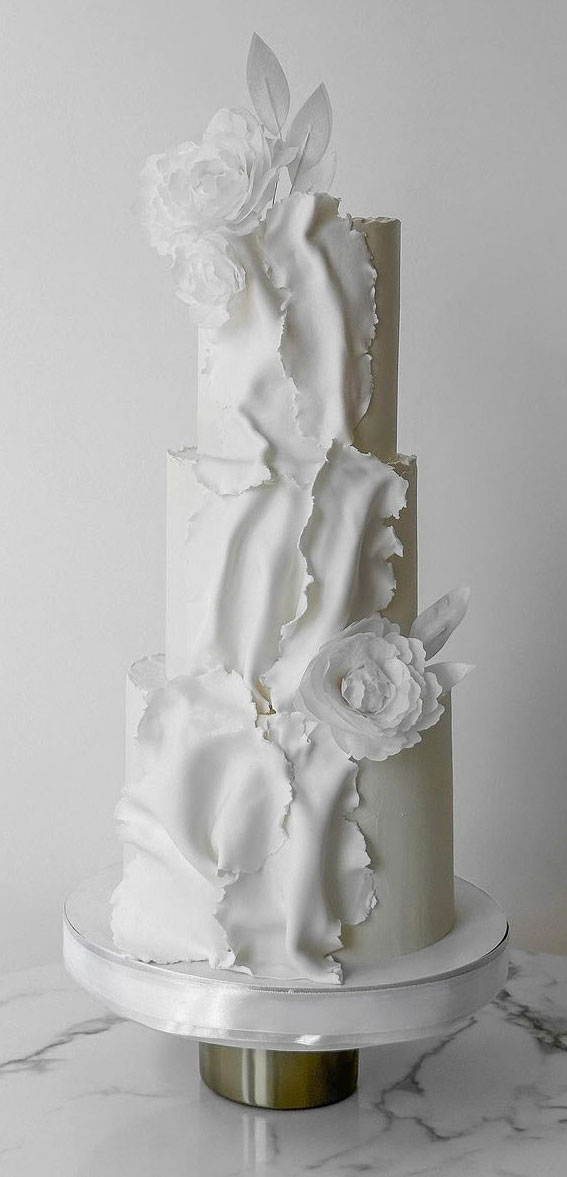 50 Artistic Masterpiece Wedding Cakes : All White 3 Tier Wedding Cake