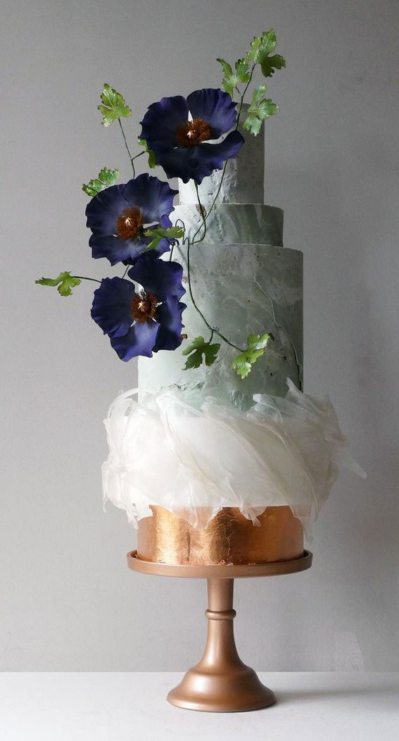 50 Artistic Masterpiece Wedding Cakes : Gold & Grey Marble Cake