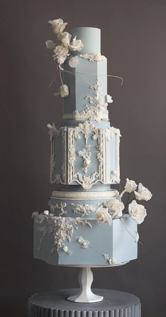 50 Artistic Masterpiece Wedding Cakes : Blue Royal-Inspired Cake