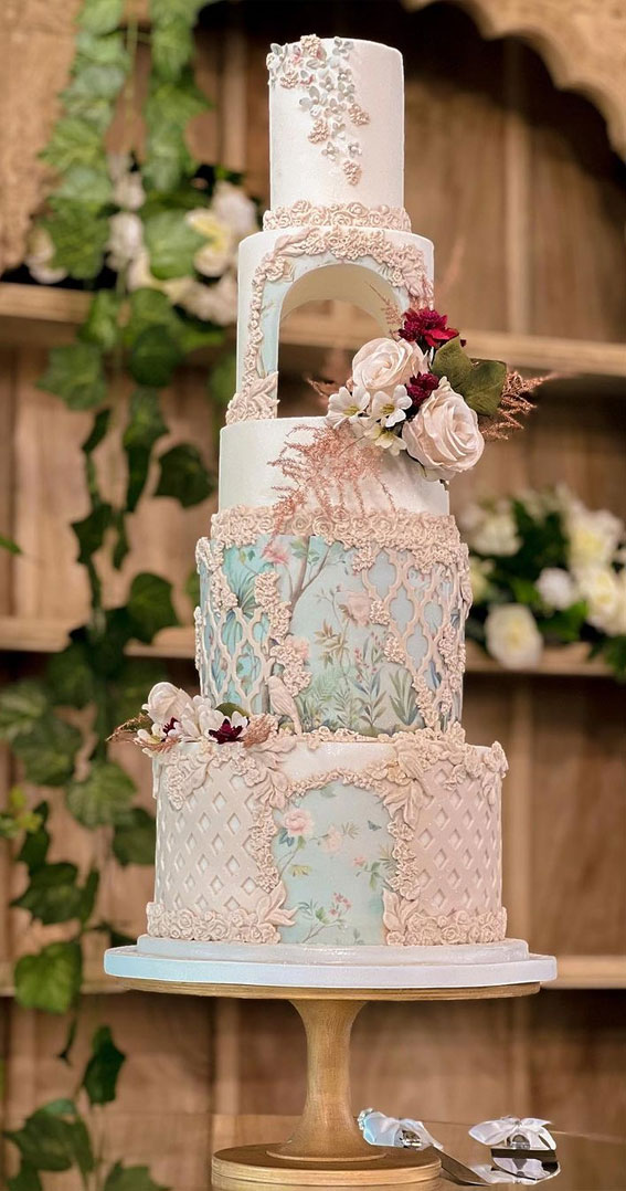 50 Artistic Masterpiece Wedding Cakes : Garden-Inspired Four Tier Wedding Cake