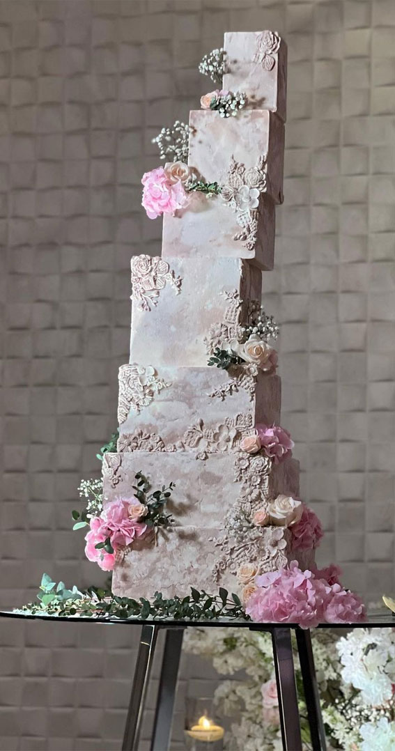 50 Artistic Masterpiece Wedding Cakes : Square 7 Tier Wedding Cake