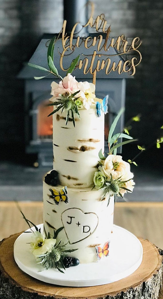 Woodland-inspired Wedding Cake Ideas : Birch Wood Design Cake