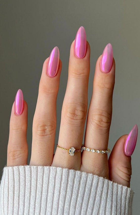 40 Expressive Fall Nail Art Designs to Flaunt : Pink Chrome Sheer Nails