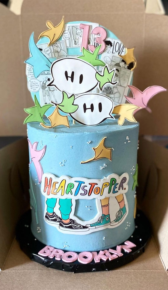 30+ Heartstopper Themed Cake Ideas : Blue Cake for 13th Birthday
