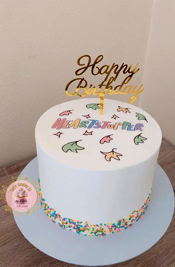 30+ Heartstopper Themed Cake Ideas : White Simple Heartstopper Cake