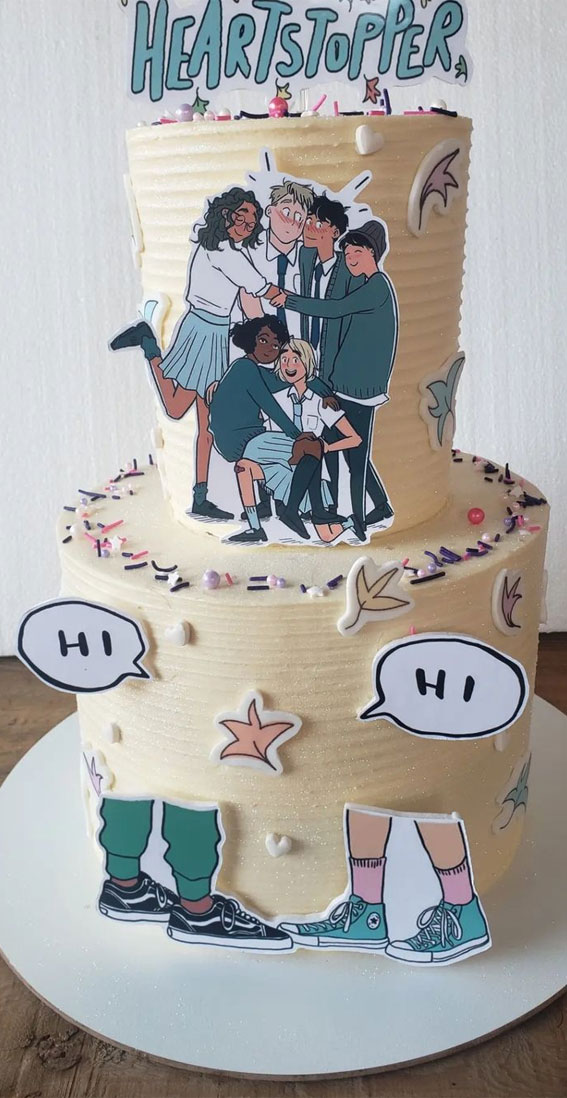 30+ Heartstopper Themed Cake Ideas : Two-Tiered Heartstopper Cake