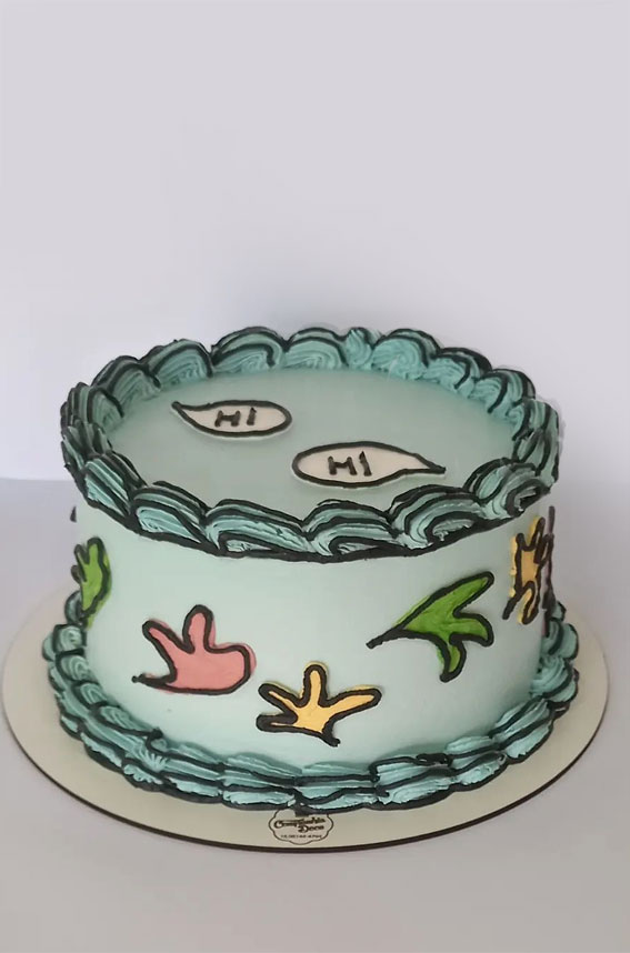 30+ Heartstopper Themed Cake Ideas : Comic Mint Buttercream Cake