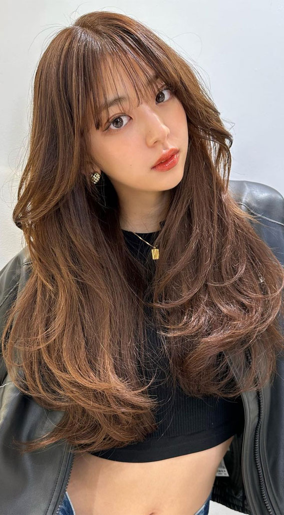 Face framing layer haircut | Long hair styles, Asian long hair, Korean long  hair
