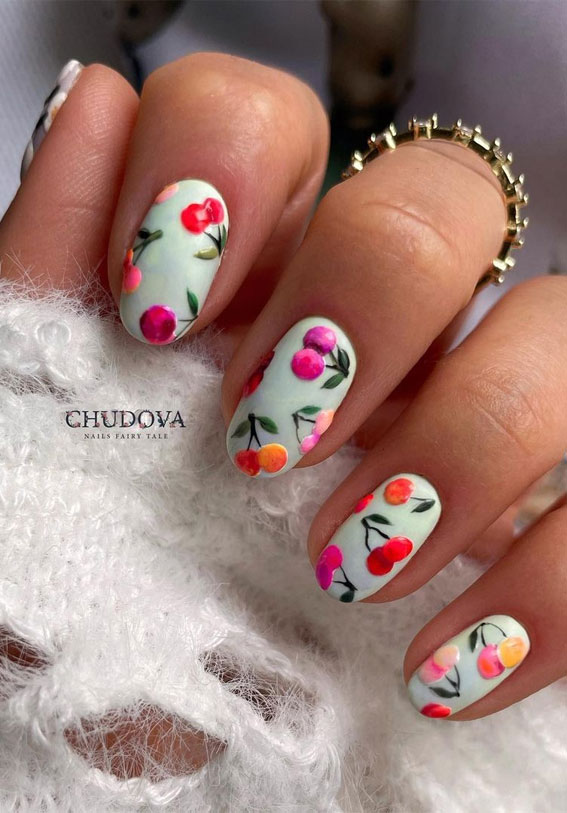 Chic Short Nail Art Designs for Maximum Style : Cherry Nails