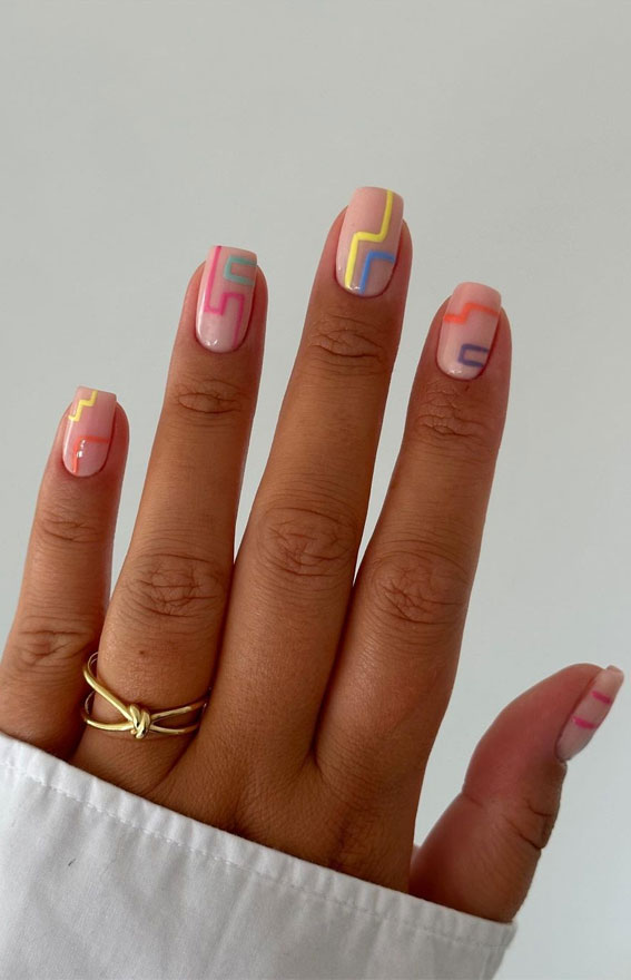 Chic Short Nail Art Designs for Maximum Style : Abstract Artistry