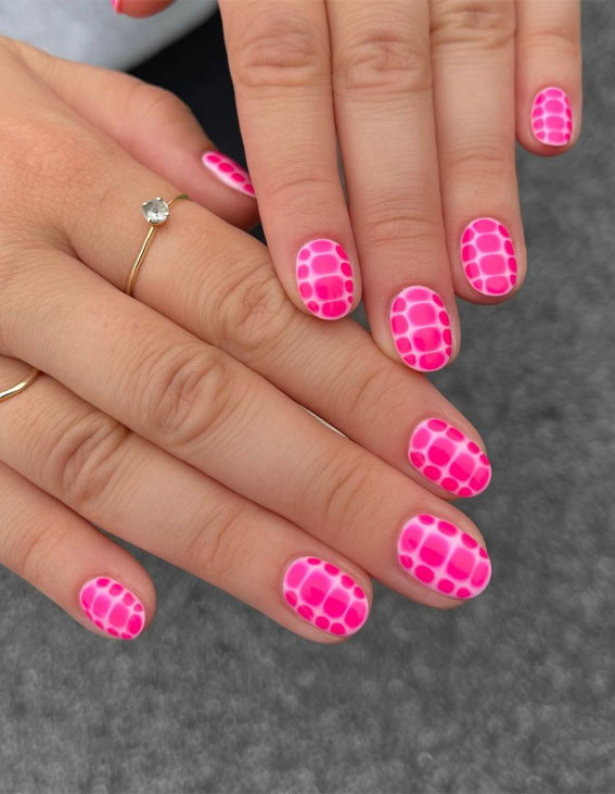 Chic Short Nail Art Designs for Maximum Style : Pink Croc Print Nails