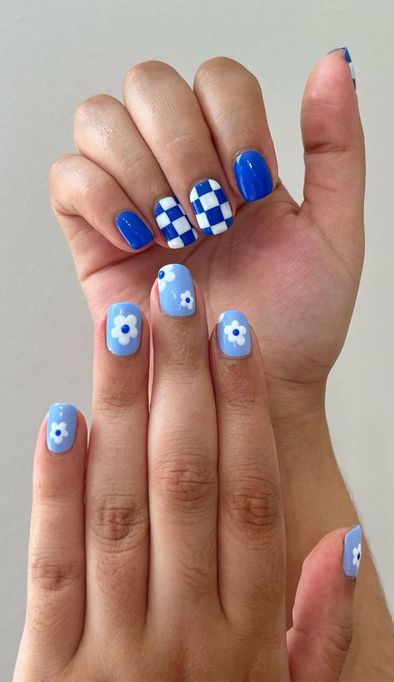 Chic Short Nail Art Designs for Maximum Style : Shades of Blue Pick n Mix Nails