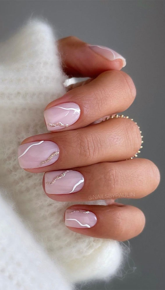 Chic Short Nail Art Designs for Maximum Style : Nude Nails with Sparkle-thanhphatduhoc.com.vn