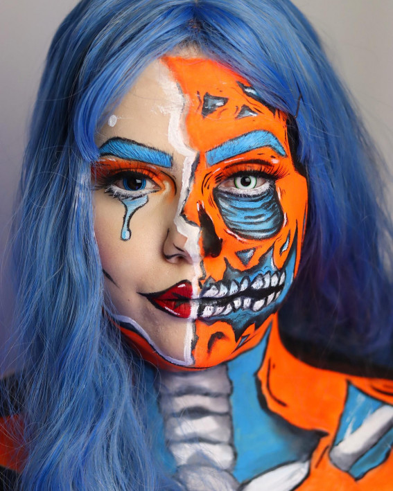 40+ Spooky Halloween Makeup Transformation Ideas : Pop Art Zombie
