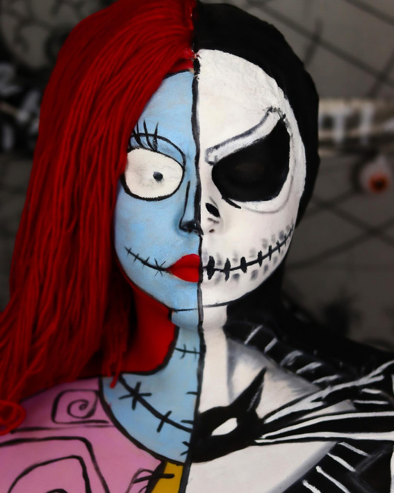 40+ Spooky Halloween Makeup Transformation Ideas : Sally The nightmare before Christmas