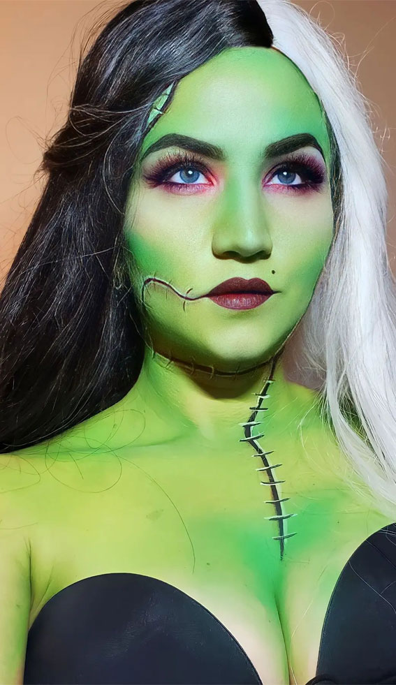 40+ Spooky Halloween Makeup Transformation Ideas : Frankenstein’s Bride
