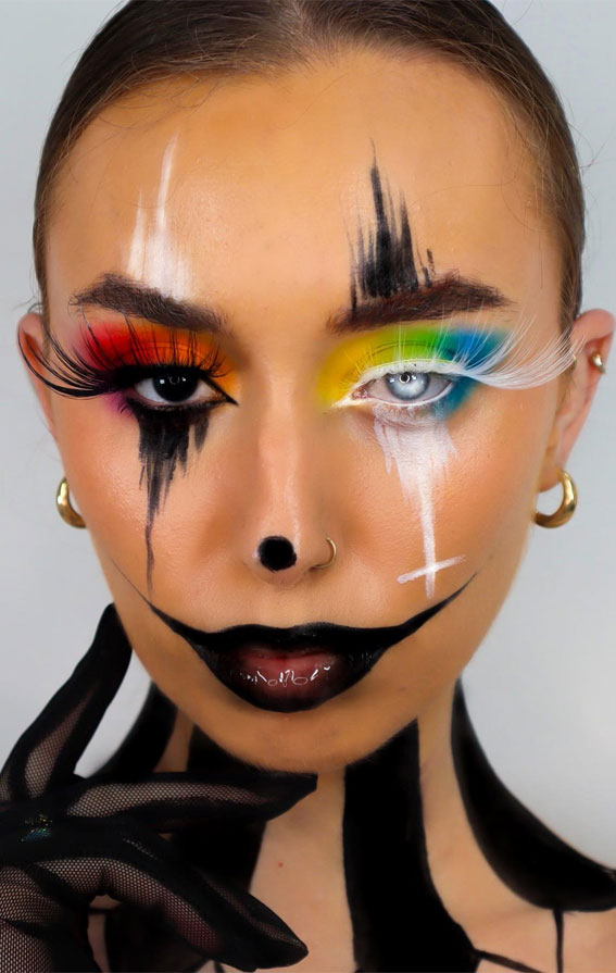 40+ Spooky Halloween Makeup Transformation Ideas : Colourful Joker