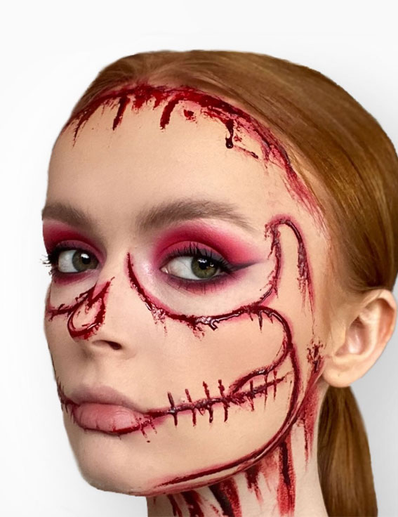 Halloween makeup, Spooky makeup look, Halloween makeup ideas, Halloween makeup look, witch makeup, mummy makeup, ghost makeup, corpse makeup look, skull makeup ideas