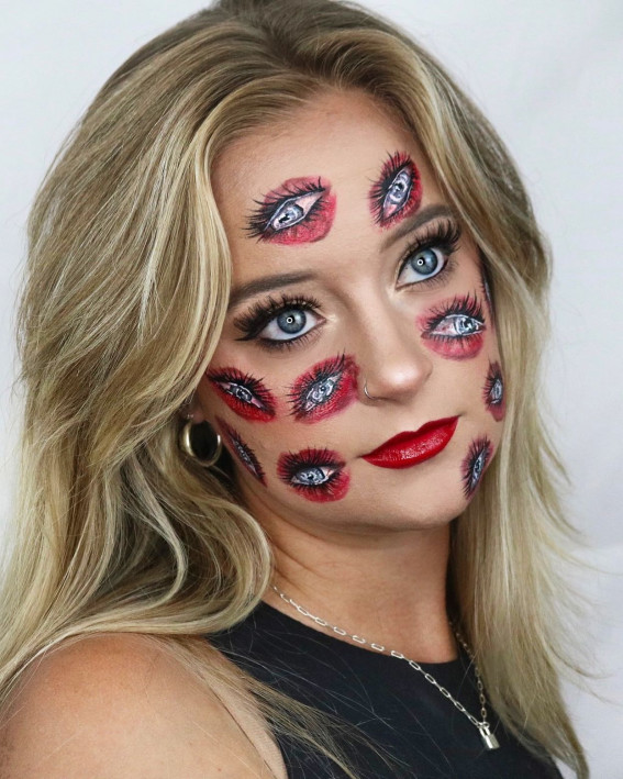 40+ Spooky Halloween Makeup Transformation Ideas : Lots of Eyes