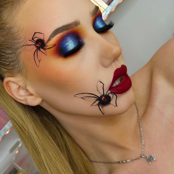 40+ Spooky Halloween Makeup Transformation Ideas : 3D Spider Makeup Look