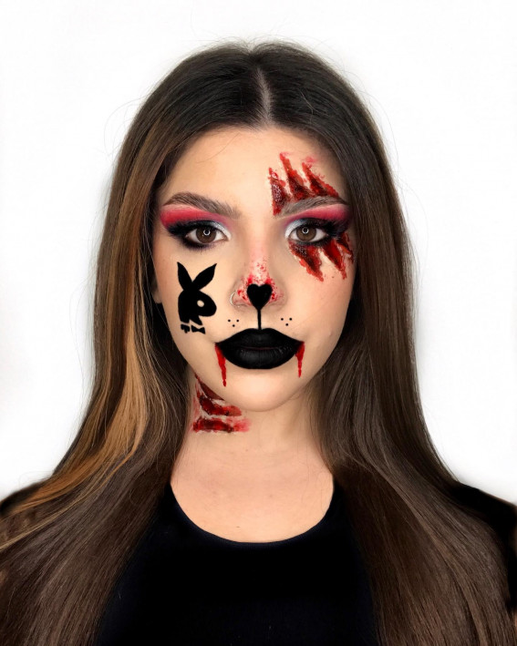 40+ Spooky Halloween Makeup Transformation Ideas : Evil Playboy Bunny