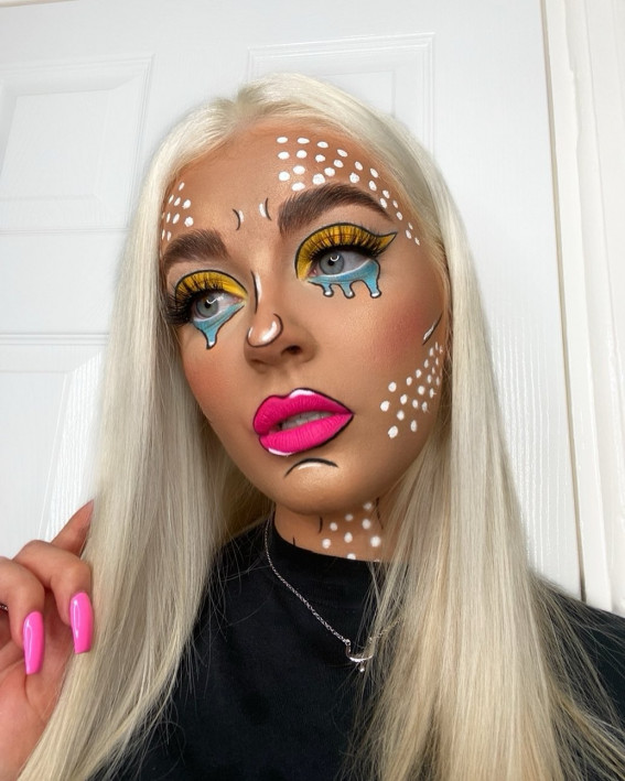 Halloween makeup, Spooky makeup look, Halloween makeup ideas, Halloween makeup look, witch makeup, mummy makeup, ghost makeup, corpse makeup look, spider makeup ideas