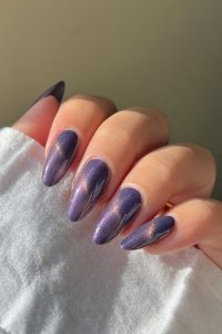 50+ Charming Fall Nail Art to Adorn Your Tips : Purple Night Sky Nails