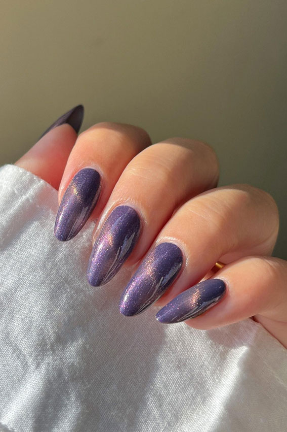 50+ Charming Fall Nail Art to Adorn Your Tips : Purple Night Sky Nails