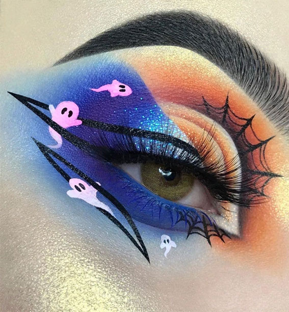 Ghoulish Glam 50+ Spooky Halloween Eye Makeup Ideas : Pink Ghosties + Amazing Liner