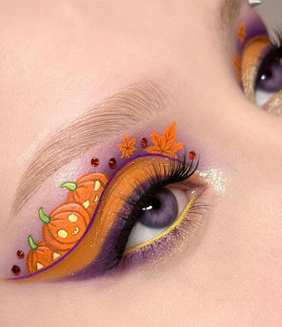 Ghoulish Glam 50+ Spooky Halloween Eye Makeup Ideas : Pumpkin Patch