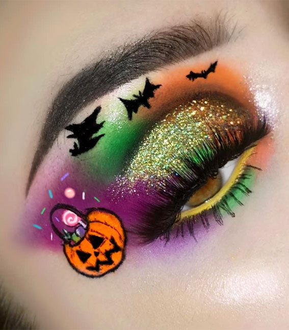 Halloween Eye Makeup, Spooky Halloween Eye Makeup Look, Spooky Halloween Eye Makeup Ideas, Halloween Eye Makeup Ideas, Spider Eye Makeup, simple Halloween eye makeup ideas