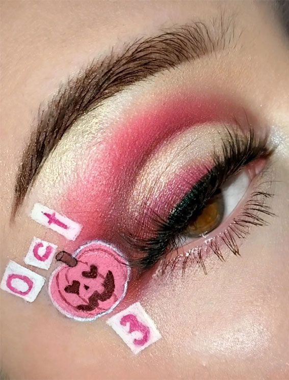 Ghoulish Glam 50+ Spooky Halloween Eye Makeup Ideas : Mean Girls Inspired + Pink Pumpkin