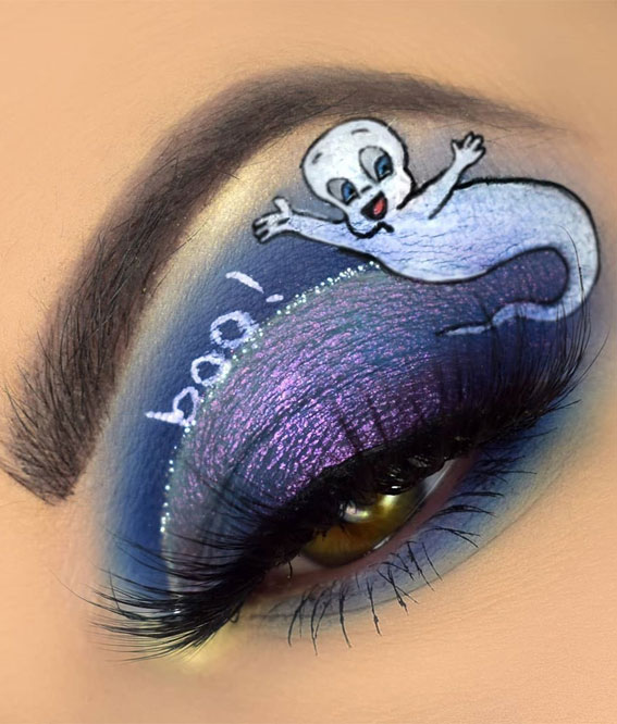 Ghoulish Glam 50+ Spooky Halloween Eye Makeup Ideas : Shades of Blue Eyeshadow + Casper
