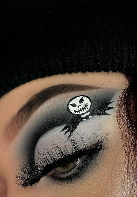 Ghoulish Glam 50+ Spooky Halloween Eye Makeup Ideas : Jack Skellington