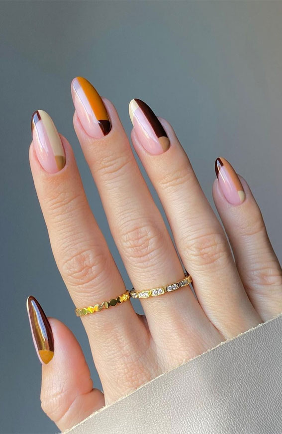 50+ Charming Fall Nail Art to Adorn Your Tips : Autumn Shades Almond Nails