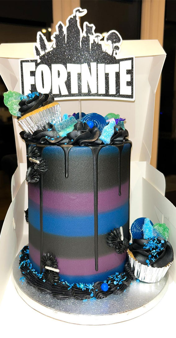 Fortnite Cake Ideas To Inspire You : Gradient Drip Fortnite Cake