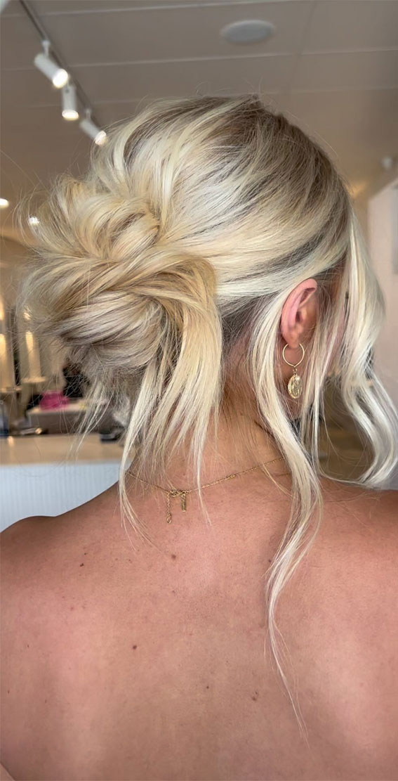 Chic Updos To Elevate Your Hair Game : Effortless Messy Mid Bun