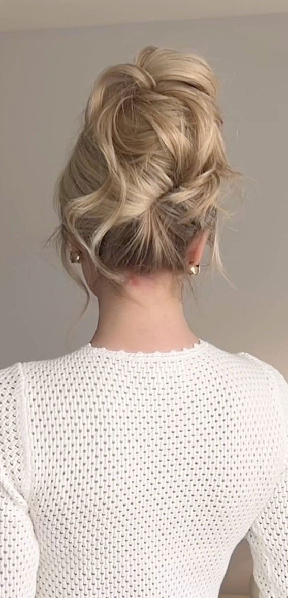 Chic Updos To Elevate Your Hair Game : French Twist Messy High Bun