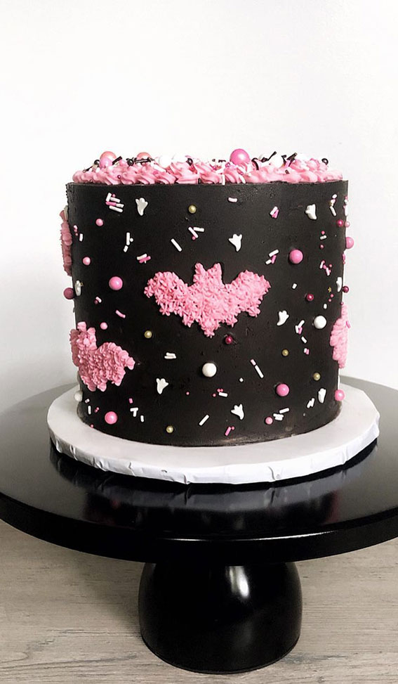 Halloween Cake Ideas for a Frighteningly Delicious Celebration : Sprinkle + Pink Bat Halloween Cake